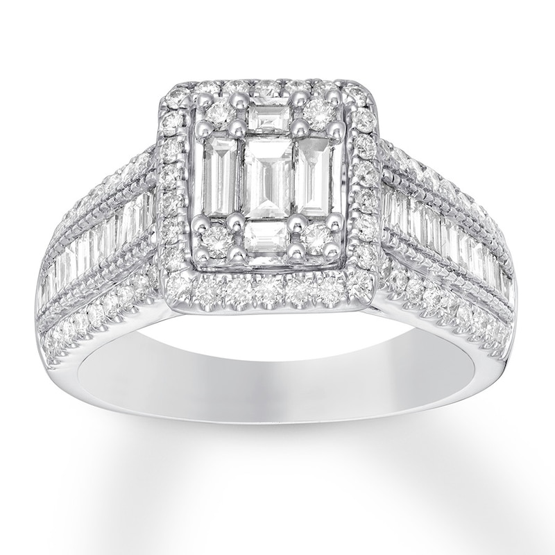 Diamond Engagement Ring 1-1/8 cttw Baguette/Round 14K Gold