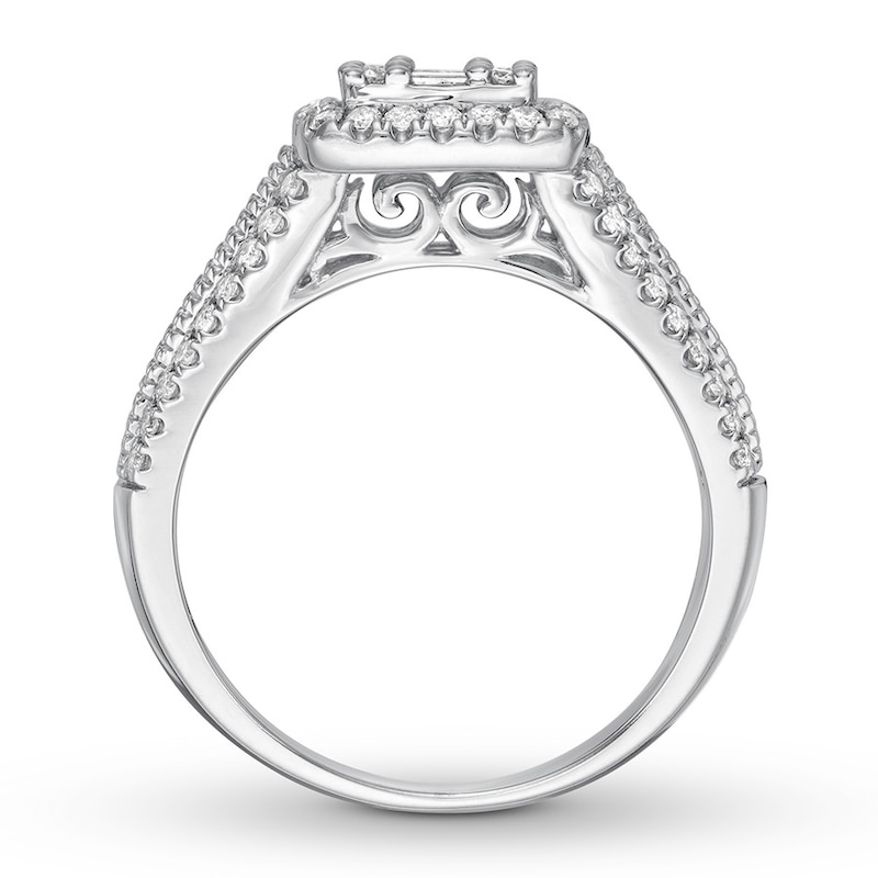 Main Image 2 of Diamond Engagement Ring 1-1/8 cttw Baguette/Round 14K Gold
