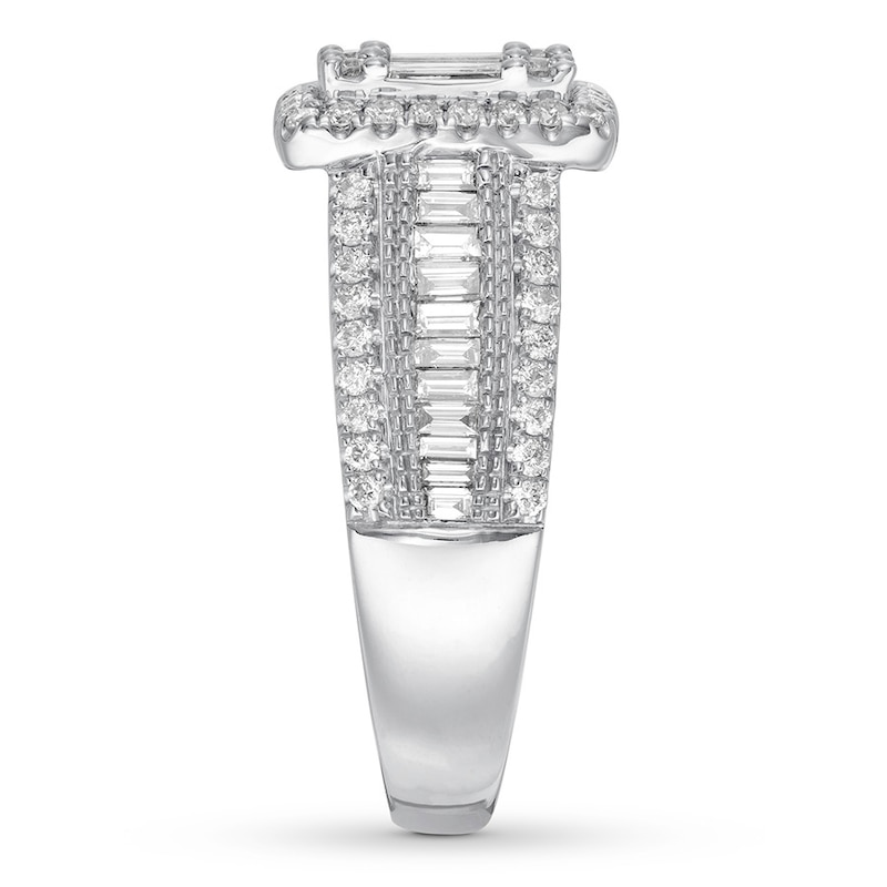 Main Image 3 of Diamond Engagement Ring 1-1/8 cttw Baguette/Round 14K Gold