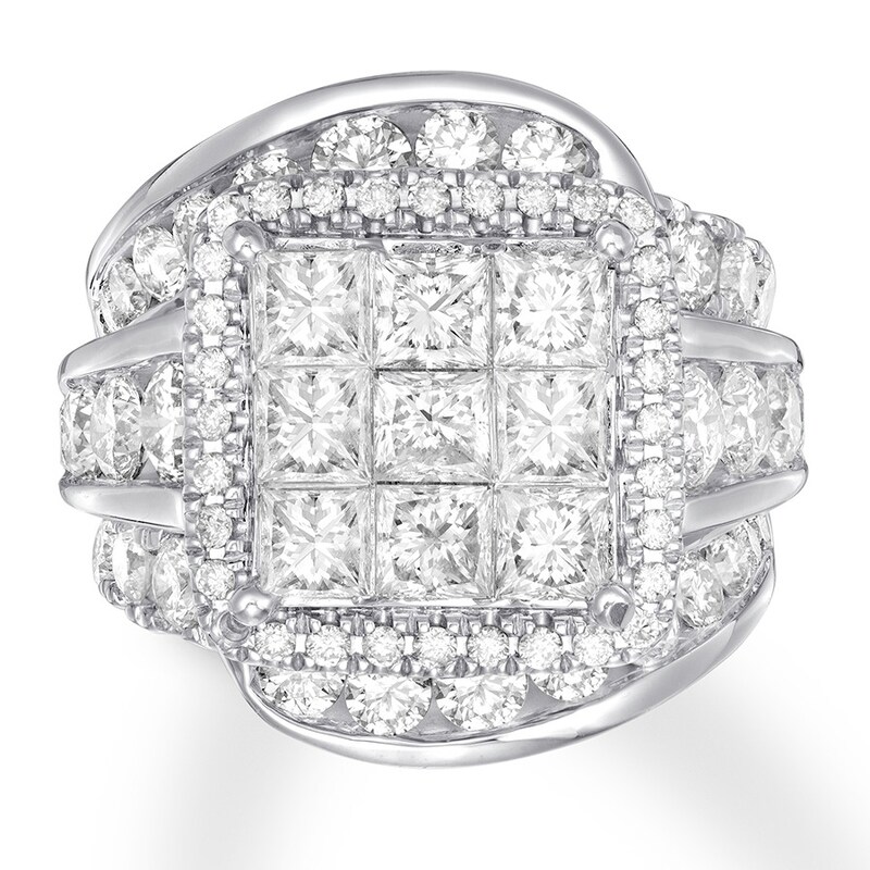 Diamond Engagement Ring 7 Carats tw Princess/Round 14K Gold
