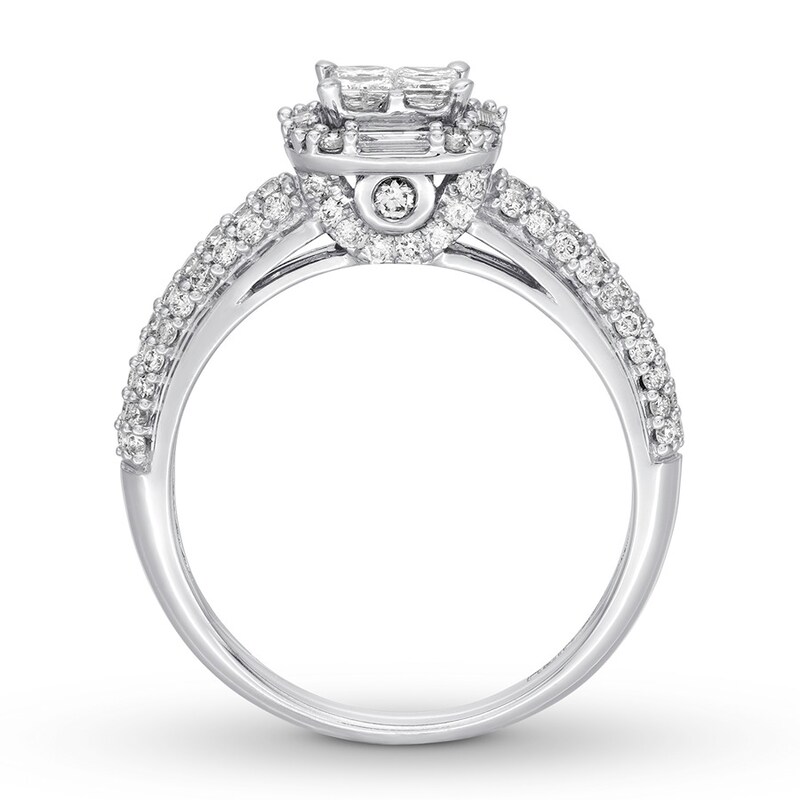 Diamond Engagement Ring 7/8 ct tw Princess-cut 14K White Gold