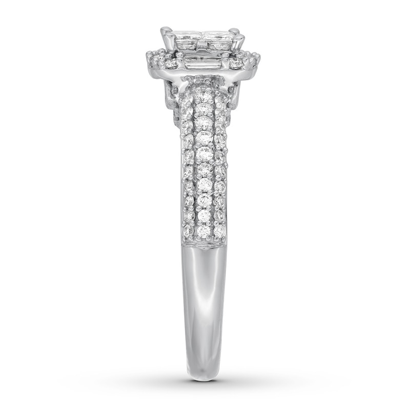 Diamond Engagement Ring 7/8 ct tw Princess-cut 14K White Gold