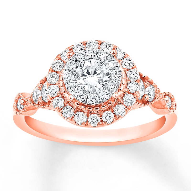 Diamond Engagement Ring 7/8 carat tw 14K Rose Gold with 360