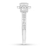 Thumbnail Image 3 of Diamond 3-Stone Engagement Ring 7/8 ct tw Emerald 14K White Gold