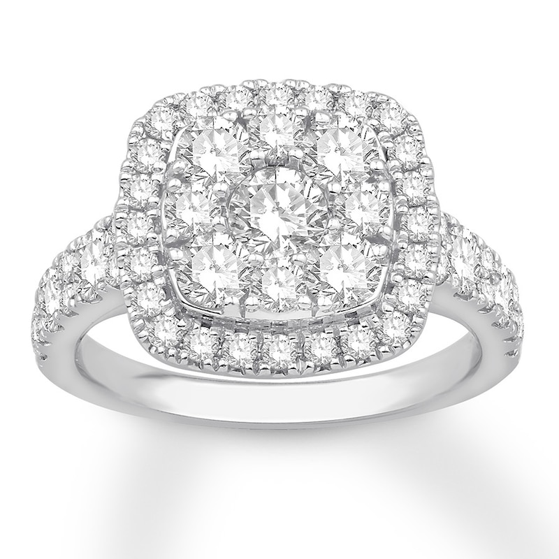 Diamond Engagement Ring 2-1/5 ct tw Round-cut 14K White Gold