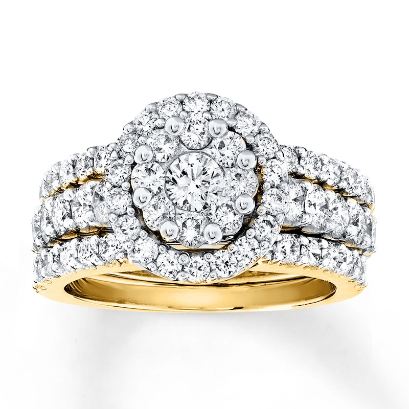 Diamond Bridal Set 2 ct tw Round-cut 14K Yellow Gold
