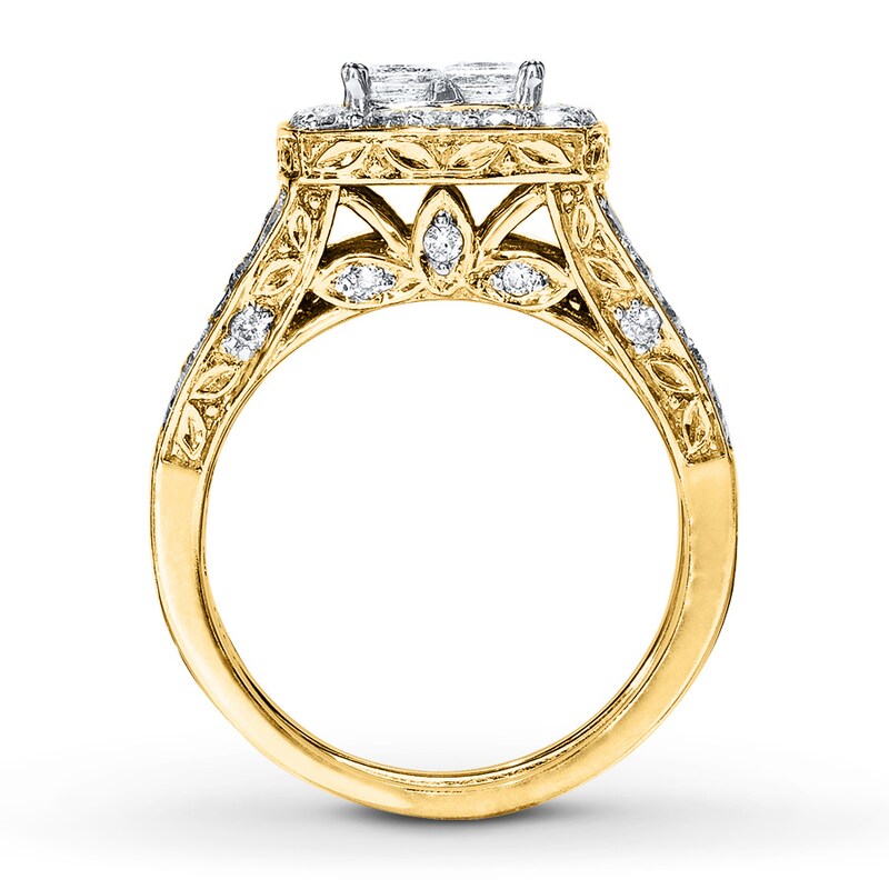 Diamond Bridal Set 2 ct tw Princess-cut 14K Yellow Gold