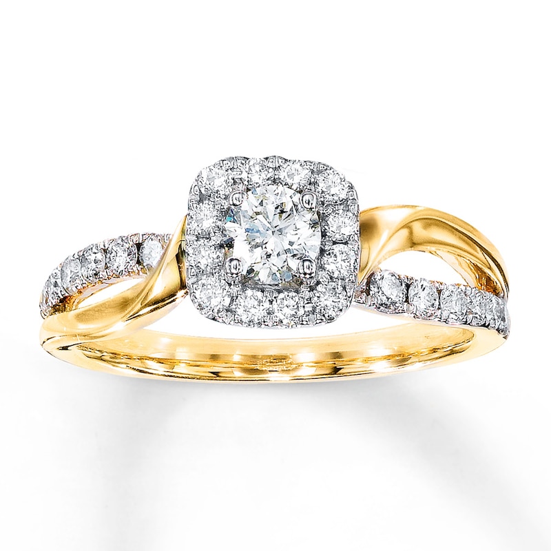 Diamond Engagement Ring 3/4 ct tw Round-cut 14K Two-Tone Gold