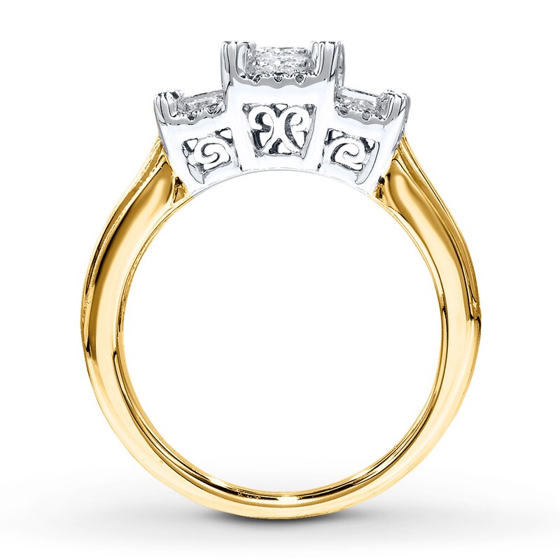 Diamond 3-Stone Ring 1 ct tw Princess-cut 14K Yellow Gold