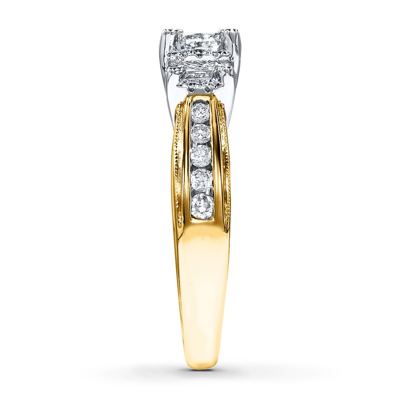 Diamond 3-Stone Ring 1 ct tw Princess-cut 14K Yellow Gold