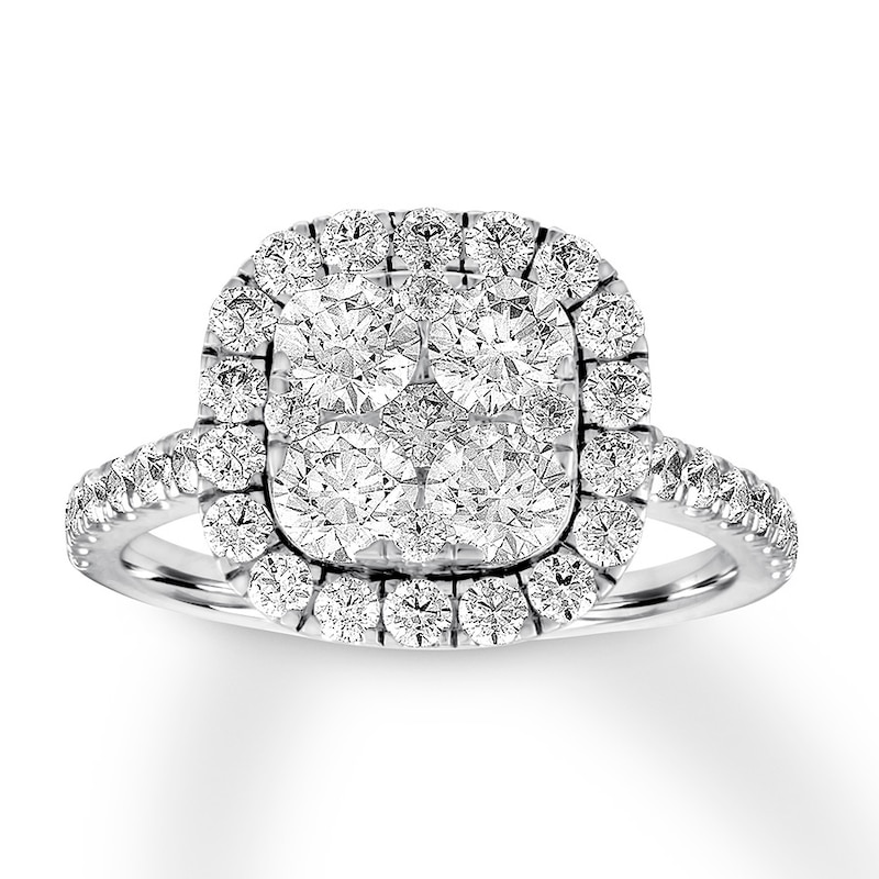 Diamond Engagement Ring 2 ct tw Round-cut 14K White Gold