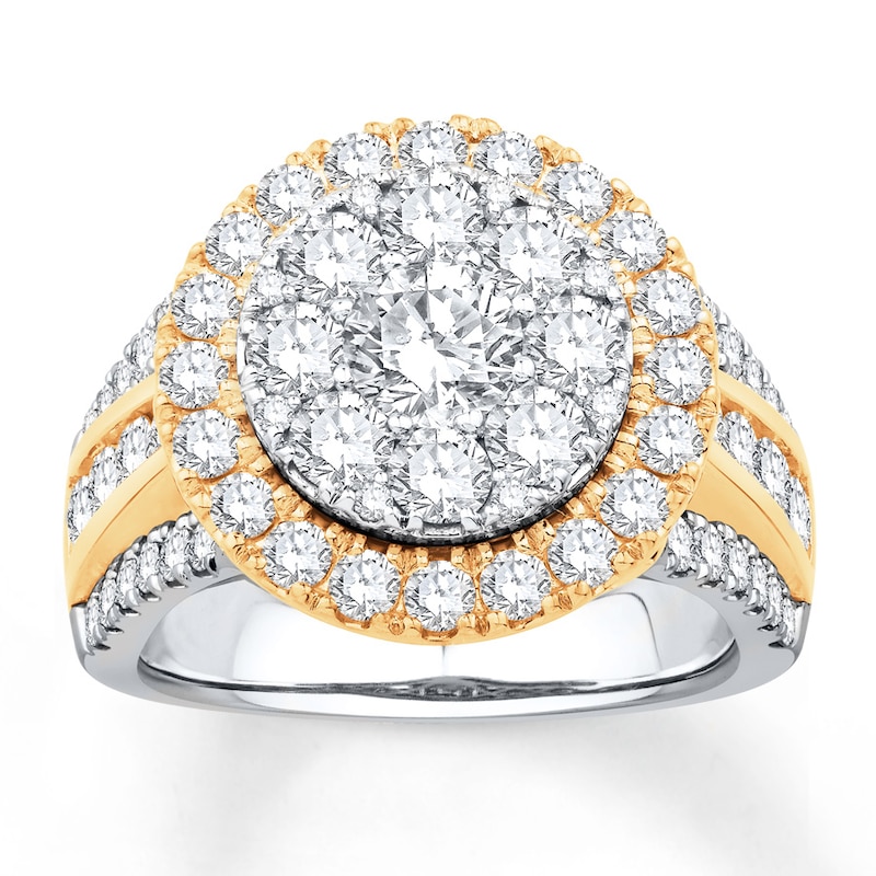 Diamond Engagement Ring 3 ct tw Round-cut 14K Two-Tone Gold