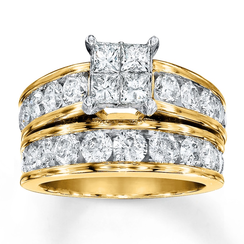 Diamond Bridal Set 3 ct tw Princess-cut/Round 14K Yellow Gold