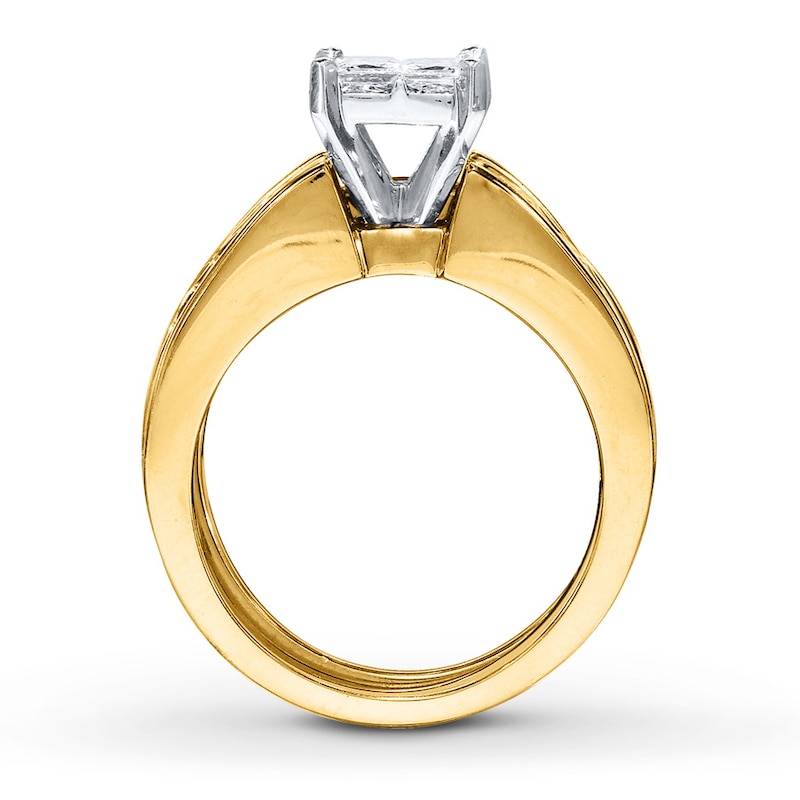 Diamond Bridal Set 3 ct tw Princess-cut/Round 14K Yellow Gold