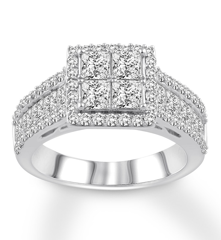 Diamond Engagement Ring 2-1/4 ct tw 14K White Gold with 360
