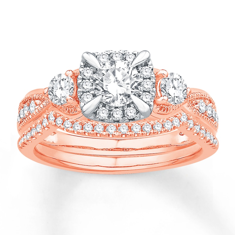 Main Image 1 of Diamond Bridal Set 7/8 ct tw Round-cut 14K Two-Tone Gold
