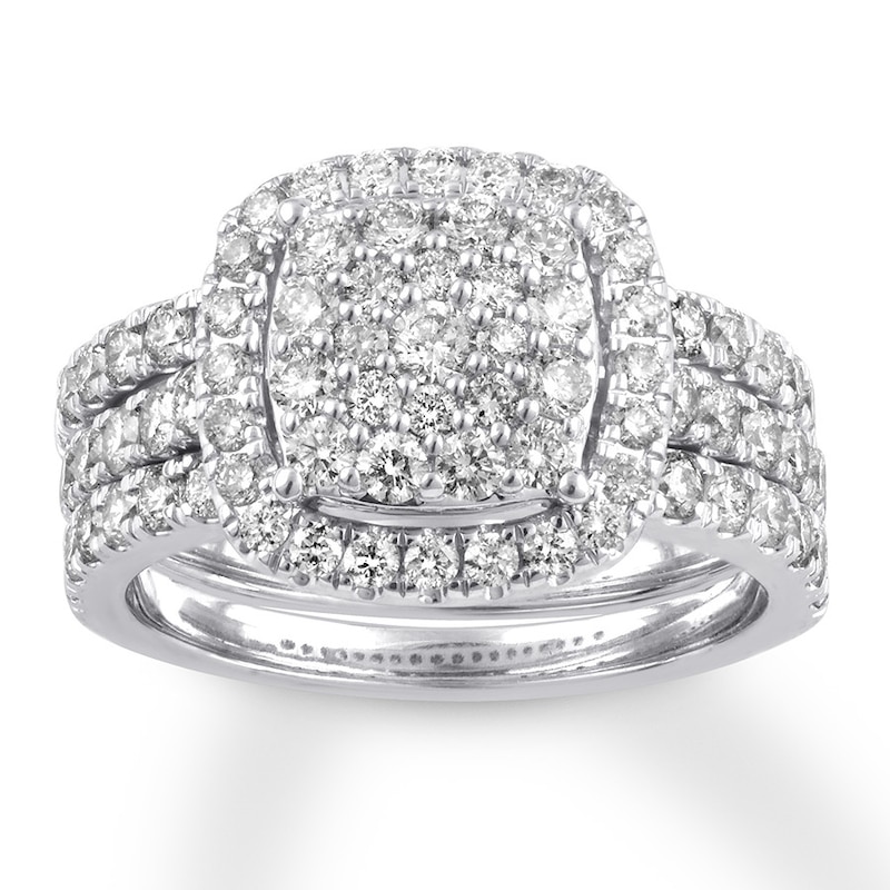 Diamond Bridal Set 1-3/8 ct tw Round-cut 14K White Gold with 360