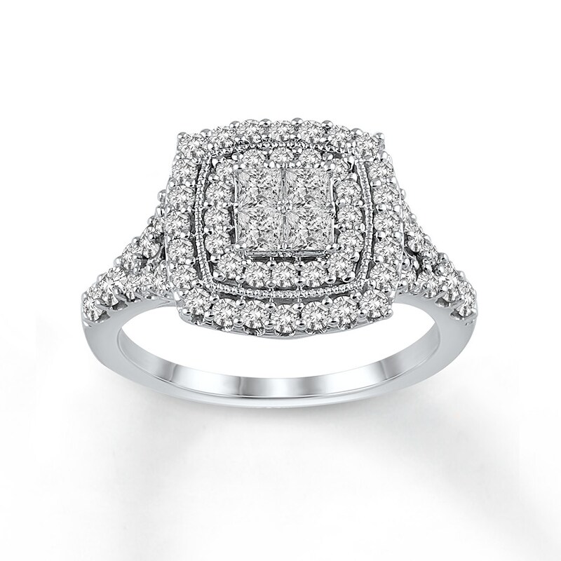 Diamond Engagement Ring 1-1/4 ct tw Princess-cut 14K White Gold