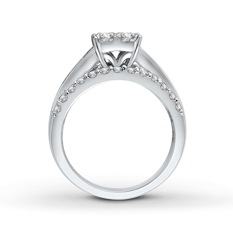 Diamond Engagement Ring 2-1/2 ct tw Princess-cut 14K White Gold