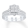 Thumbnail Image 1 of Diamond Bridal Set 3/4 ct tw Princess-cut 14K White Gold