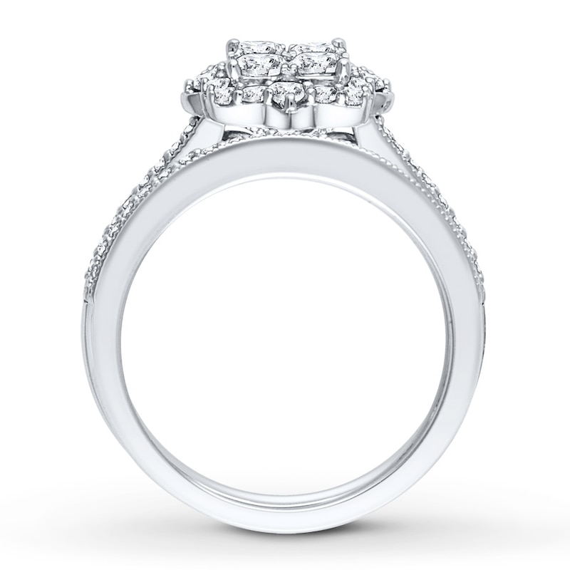 Diamond Bridal Set 3/4 ct tw Princess-cut 14K White Gold