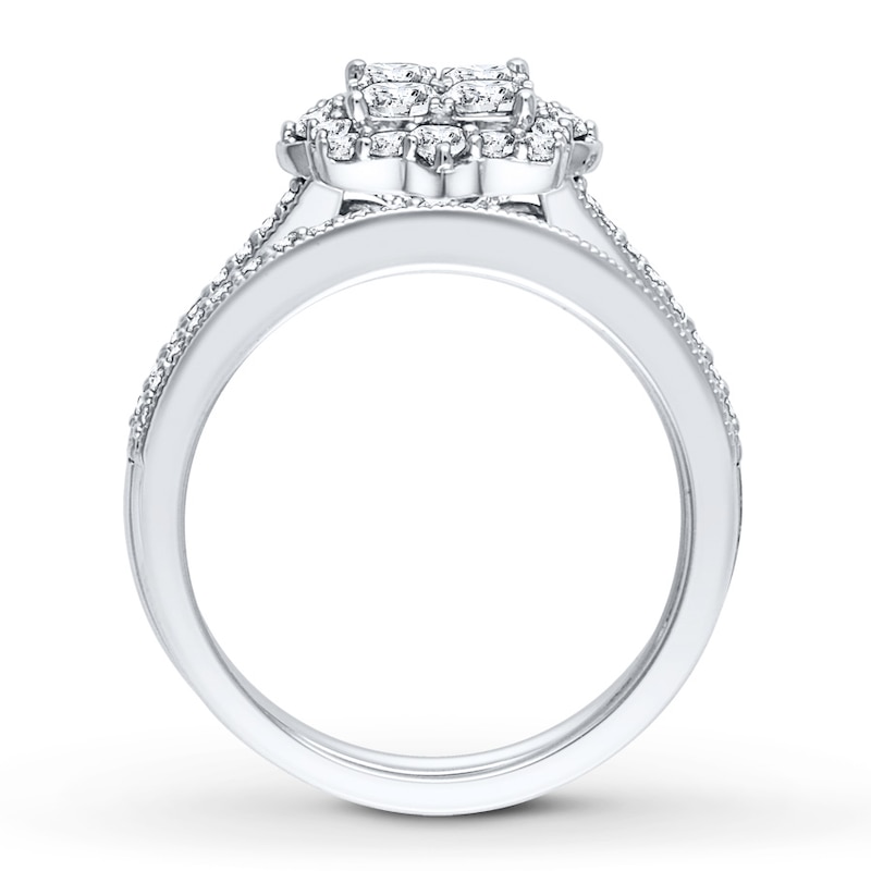 Main Image 3 of Diamond Bridal Set 3/4 ct tw Princess-cut 14K White Gold