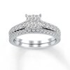 Thumbnail Image 0 of Diamond Bridal Set 7/8 ct tw Princess-cut 14K White Gold