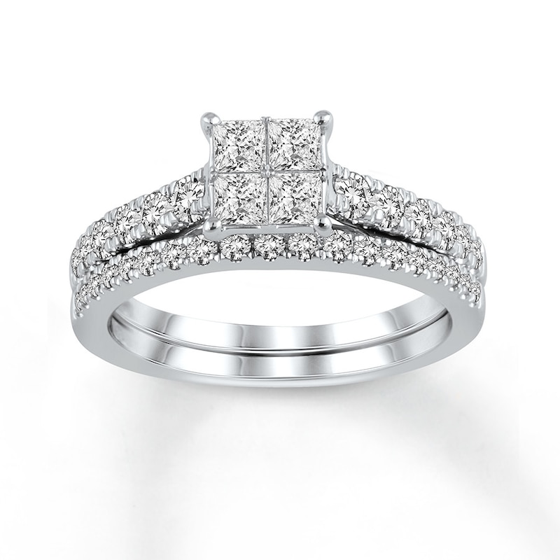Diamond Bridal Set 7/8 ct tw Princess-cut 14K White Gold
