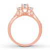 Diamond 3-Stone Ring 1/2 ct tw Princess-cut 14K Rose Gold