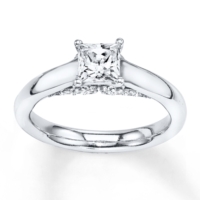 Main Image 1 of Diamond Engagement Ring 7/8 ct tw Princess-cut 14K White Gold