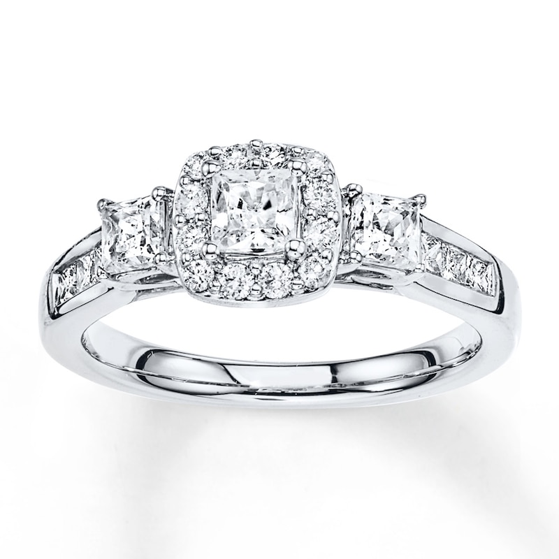 Main Image 1 of Diamond Engagement Ring 1 ct tw Princess-cut 14K White Gold
