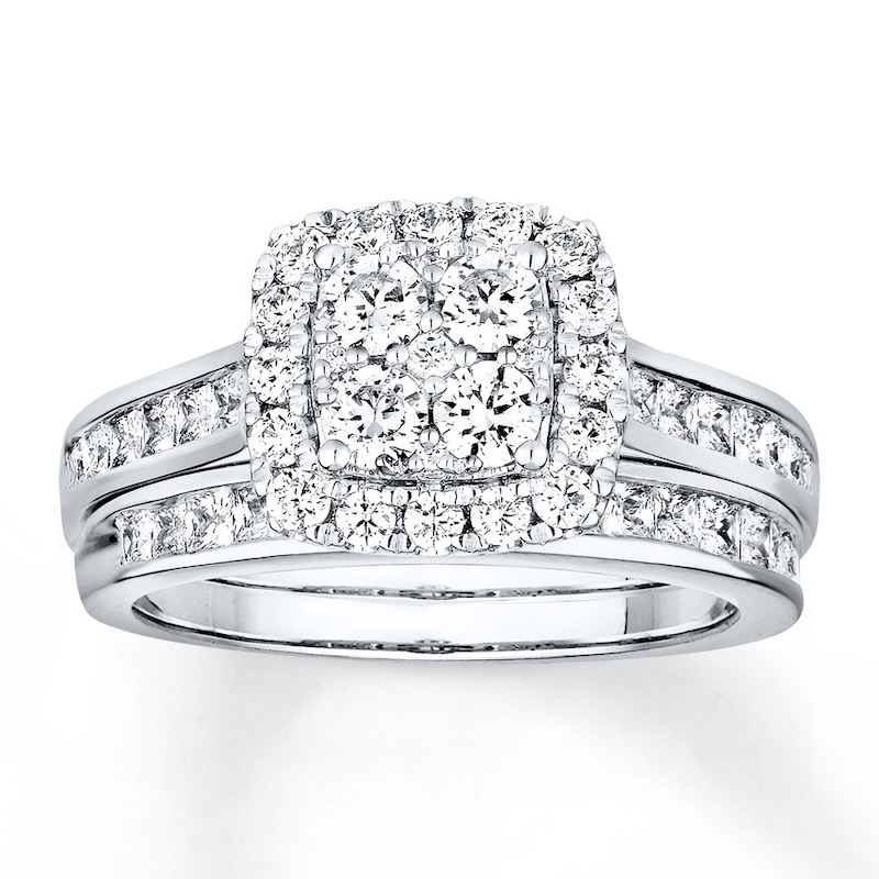Main Image 1 of Diamond Bridal Set 1-5/8 ct tw Round-cut 14K White Gold