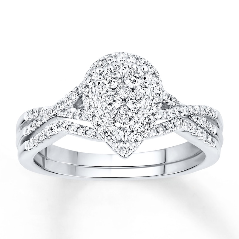 Main Image 1 of Diamond Bridal Set 1/2 carat tw Round-cut 14K White Gold