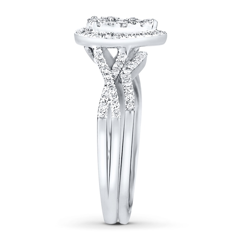 Main Image 3 of Diamond Bridal Set 1/2 carat tw Round-cut 14K White Gold