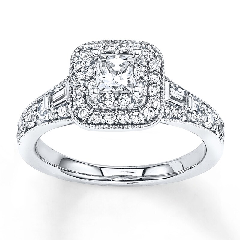 Main Image 1 of Diamond Engagement Ring 1 ct tw Princess-cut 14K White Gold