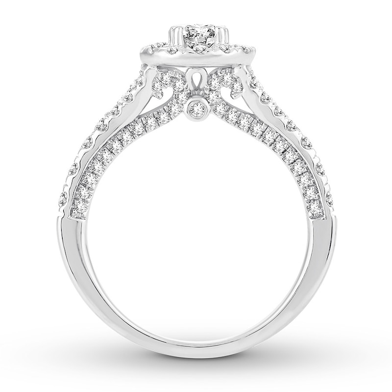 Diamond Engagement Ring 1-1/5 ct tw Oval/Round 14K White Gold