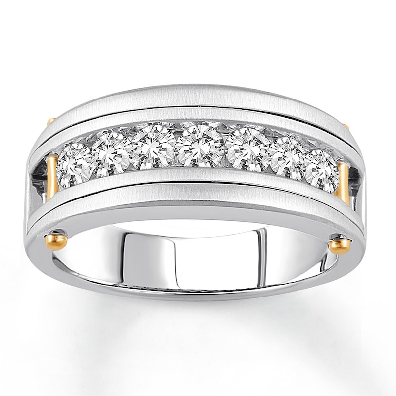 MEN'S two-tone GOLD RING DIAMONDS, 5/8 CT TW