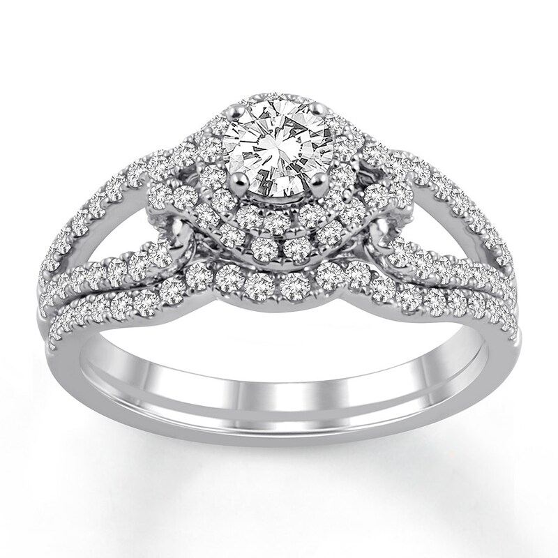 Diamond Bridal Set 1-1/8 ct tw Round-cut 14K White Gold