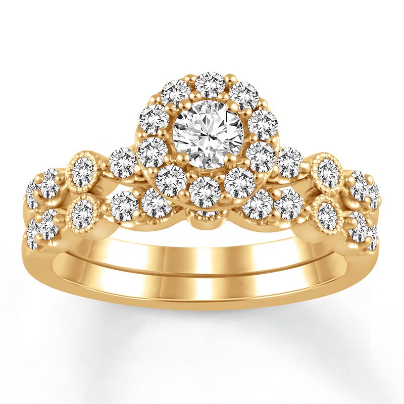 Diamond Bridal Set 1-1/6 ct tw Round-cut 14K Yellow Gold