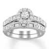 Thumbnail Image 0 of Diamond Bridal Set 1-1/5 ct tw Round/Baguette 14K White Gold