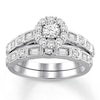 Thumbnail Image 1 of Diamond Bridal Set 1-1/5 ct tw Round/Baguette 14K White Gold