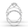 Thumbnail Image 1 of Diamond Bridal Set 1-1/5 ct tw Round/Baguette 14K White Gold