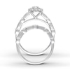 Thumbnail Image 2 of Diamond Bridal Set 1-1/5 ct tw Round/Baguette 14K White Gold