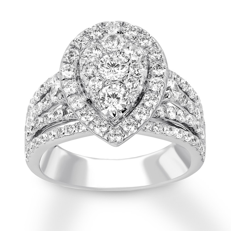 Diamond Engagement Ring 2 ct tw Round-cut 14K White Gold with 360