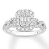 Thumbnail Image 0 of Diamond Engagement Ring 3/4 ct tw Baguette/Round 14K White Gold