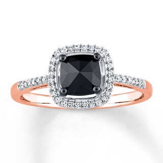 Black Diamond Engagement Ring 1 Cttw Cushion Cut 14k Rose Gold