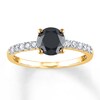 Thumbnail Image 1 of Black Diamond Engagement Ring 1-1/5 ct tw Round 14K Yellow Gold