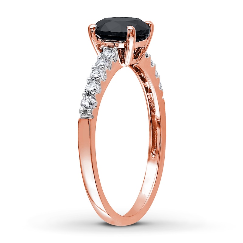 Black Diamond Engagement Ring 1-1/5 ct tw Round 14K Rose Gold