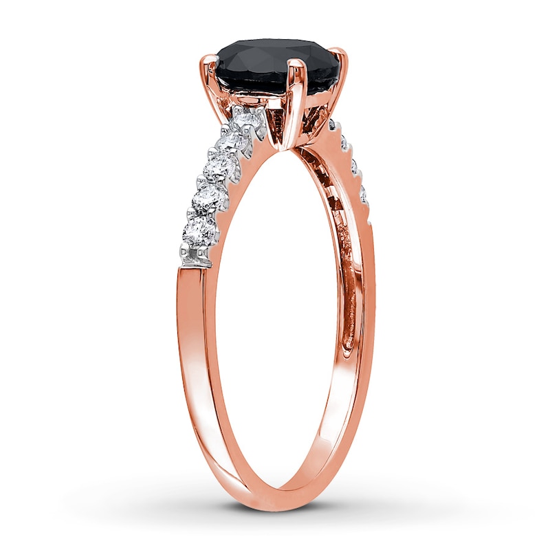 Main Image 2 of Black Diamond Engagement Ring 1-1/5 ct tw Round 14K Rose Gold