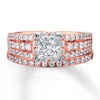 Thumbnail Image 0 of Diamond Bridal Set 1-1/3 ct tw Princess/Round 14K Rose Gold
